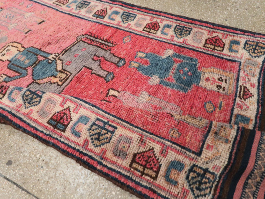 Vintage Turkish Anatolian Pictorial Runner, No.29679 - Gss