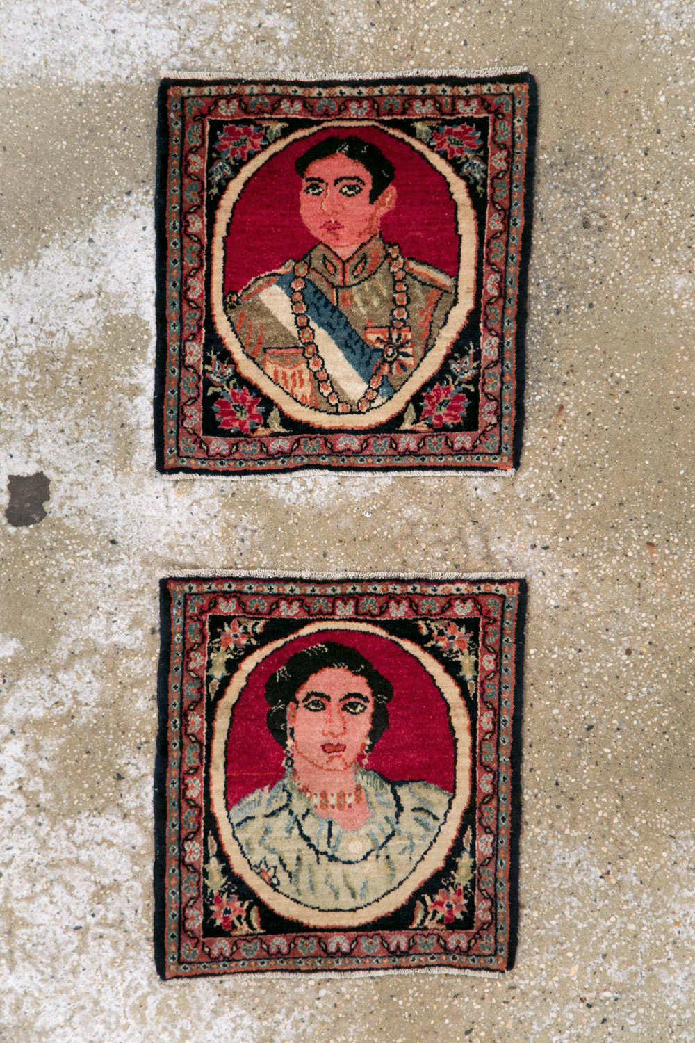 Vintage Persian Tabriz Pictorial Throw Rug, No.29686 - Gss