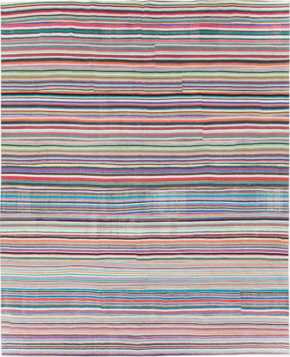 Contemporary Colorful Turkish Flat-Weave Kilim, No.29692 - Gss