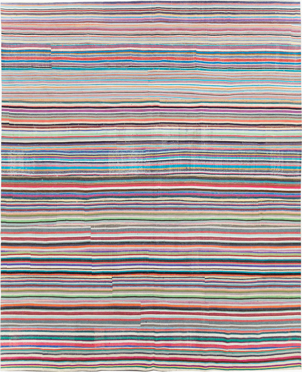 Contemporary Colorful Turkish Flat-Weave Kilim, No.29692 - Gss