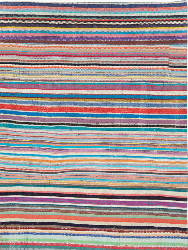 Contemporary Colorful Turkish Flat-Weave Kilim, No.29692 - Gss