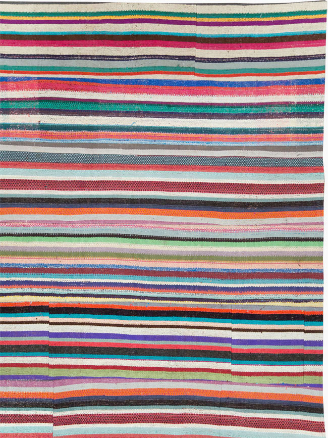 Contemporary Colorful Turkish Flat-Weave Kilim, No.29692 - Gss