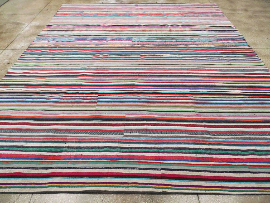 Contemporary Colorful Turkish Flat-Weave Kilim, No.29692 - Gss