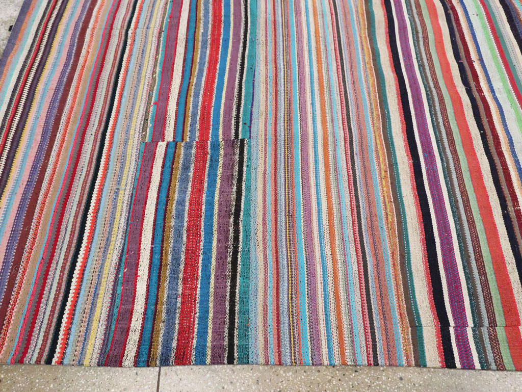 Contemporary Colorful Turkish Flat-Weave Kilim, No.29692 - Gss