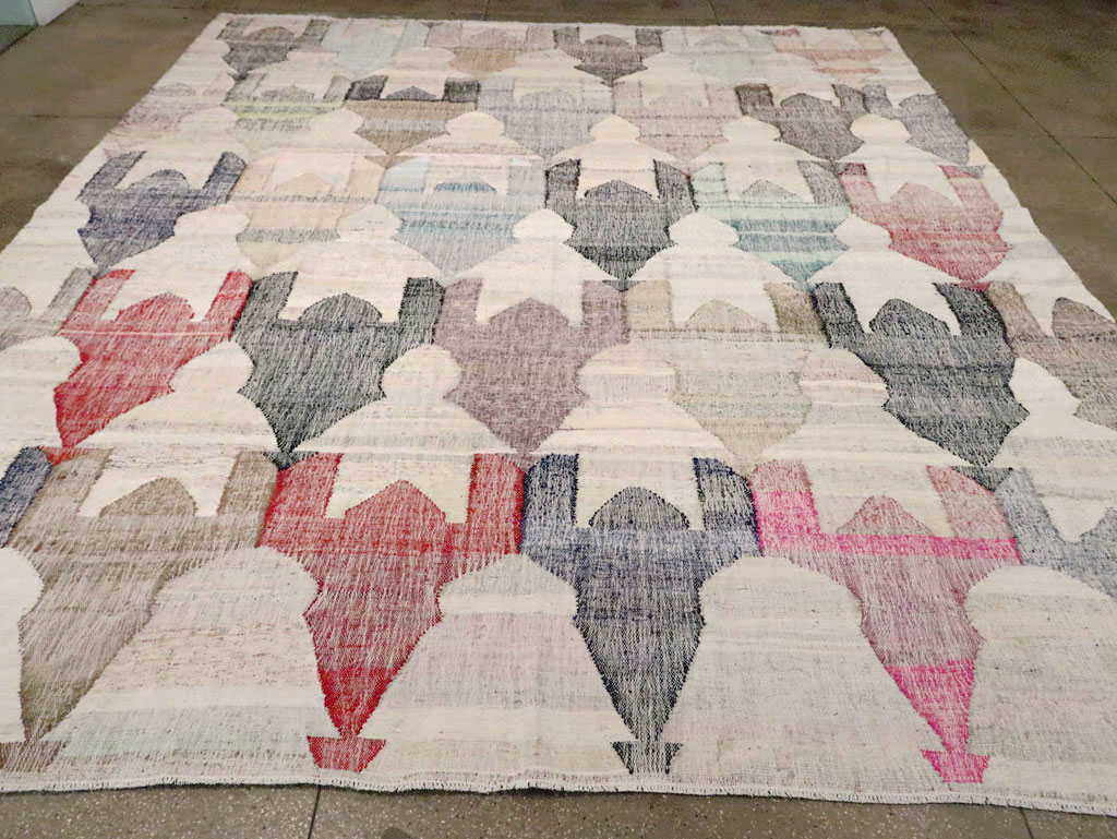 Turkish Contemporary Flatweave Kilim Large Room Size Carpet, No.29696 - Gss