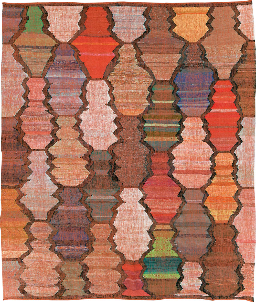 Contemporary Turkish Flatweave Kilim Room Size Carpet, No.29697 - Gss