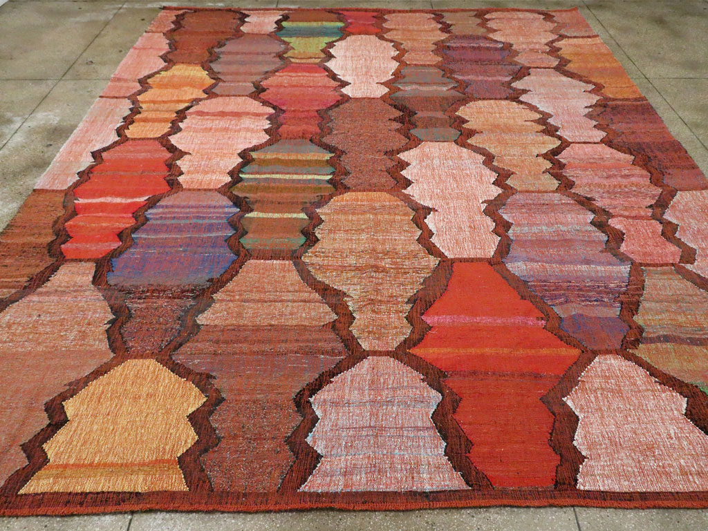 Contemporary Turkish Flatweave Kilim Room Size Carpet, No.29697 - Gss