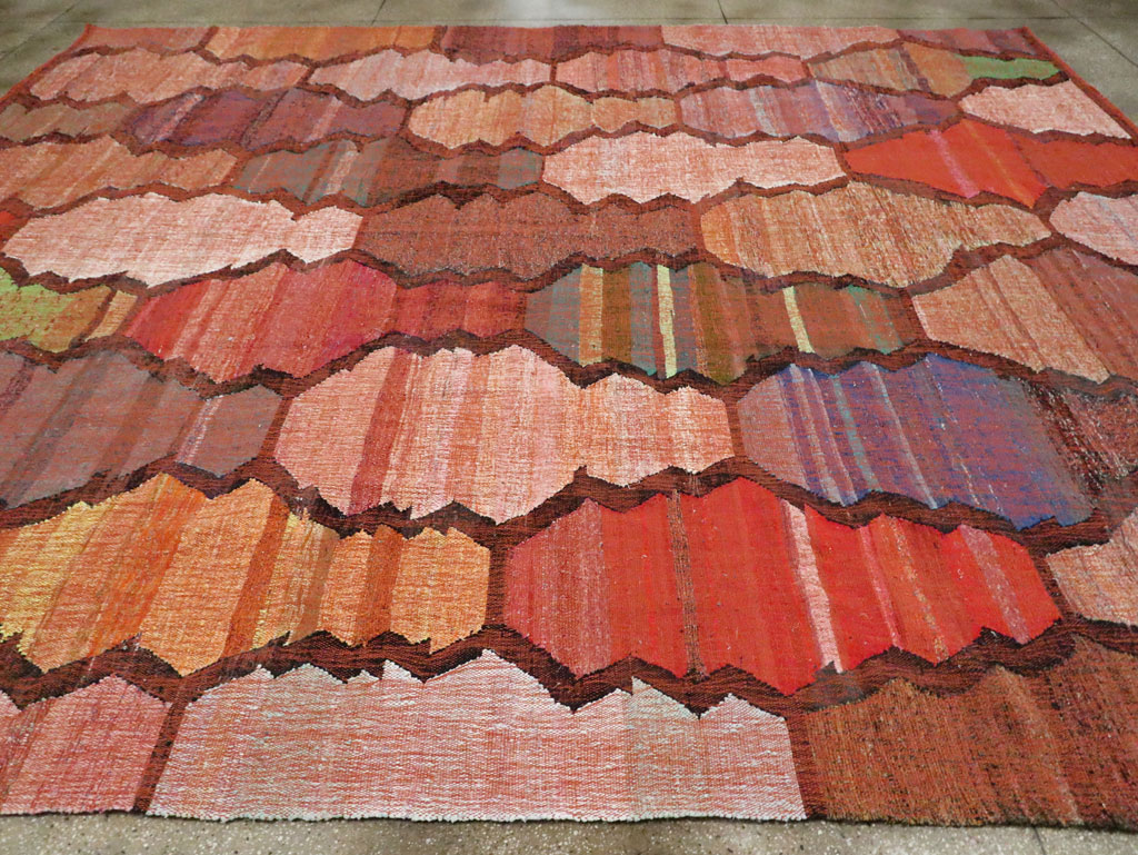 Contemporary Turkish Flatweave Kilim Room Size Carpet, No.29697 - Gss