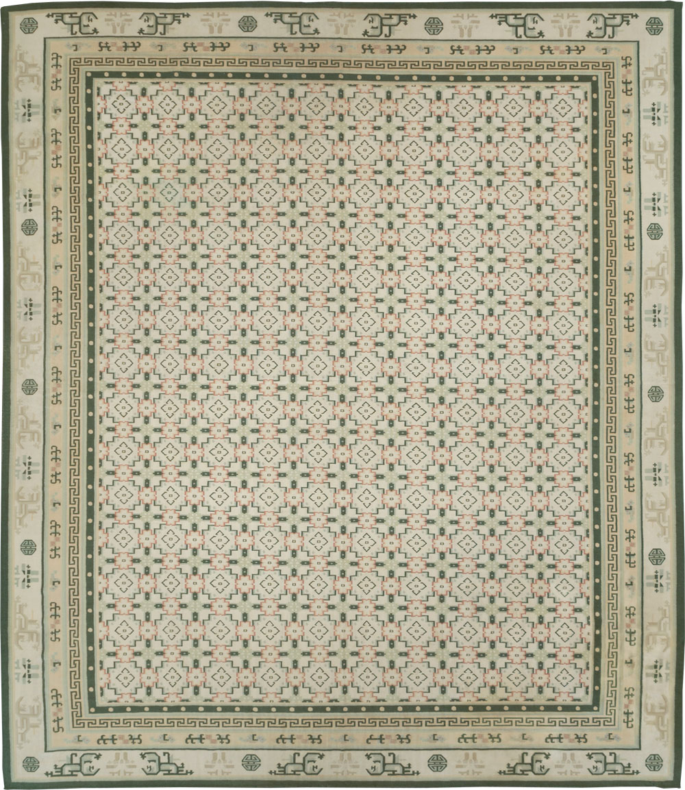 Large Vintage Indian Dhurrie Flatweave Carpet, No.29705 - Gss