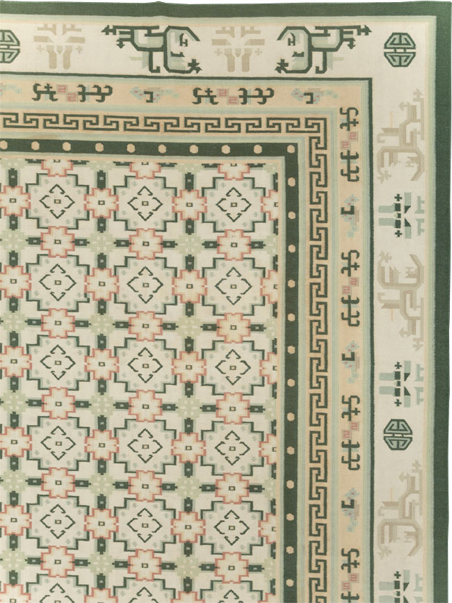 Large Vintage Indian Dhurrie Flatweave Carpet, No.29705 - Gss