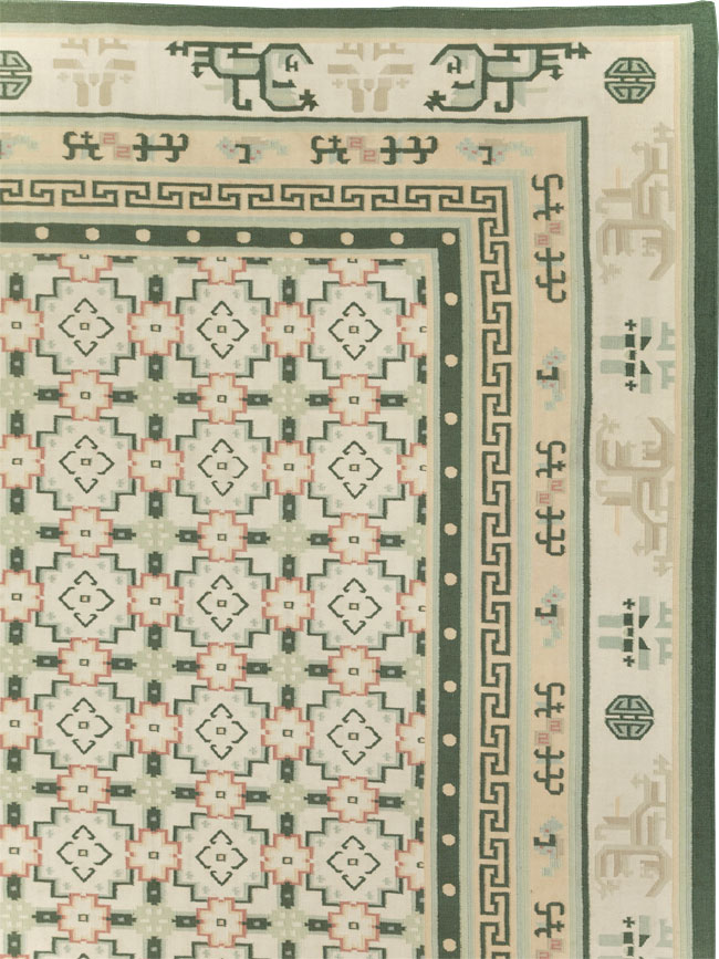 Large Vintage Indian Dhurrie Flatweave Carpet, No.29705 - Gss