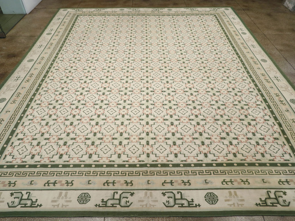 Large Vintage Indian Dhurrie Flatweave Carpet, No.29705 - Gss