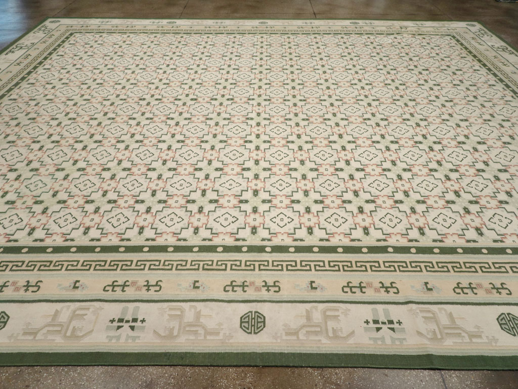 Large Vintage Indian Dhurrie Flatweave Carpet, No.29705 - Gss