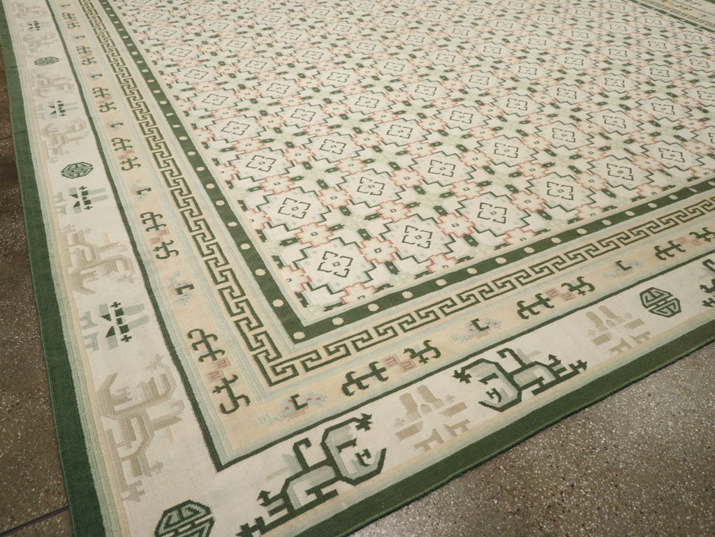 Large Vintage Indian Dhurrie Flatweave Carpet, No.29705 - Gss