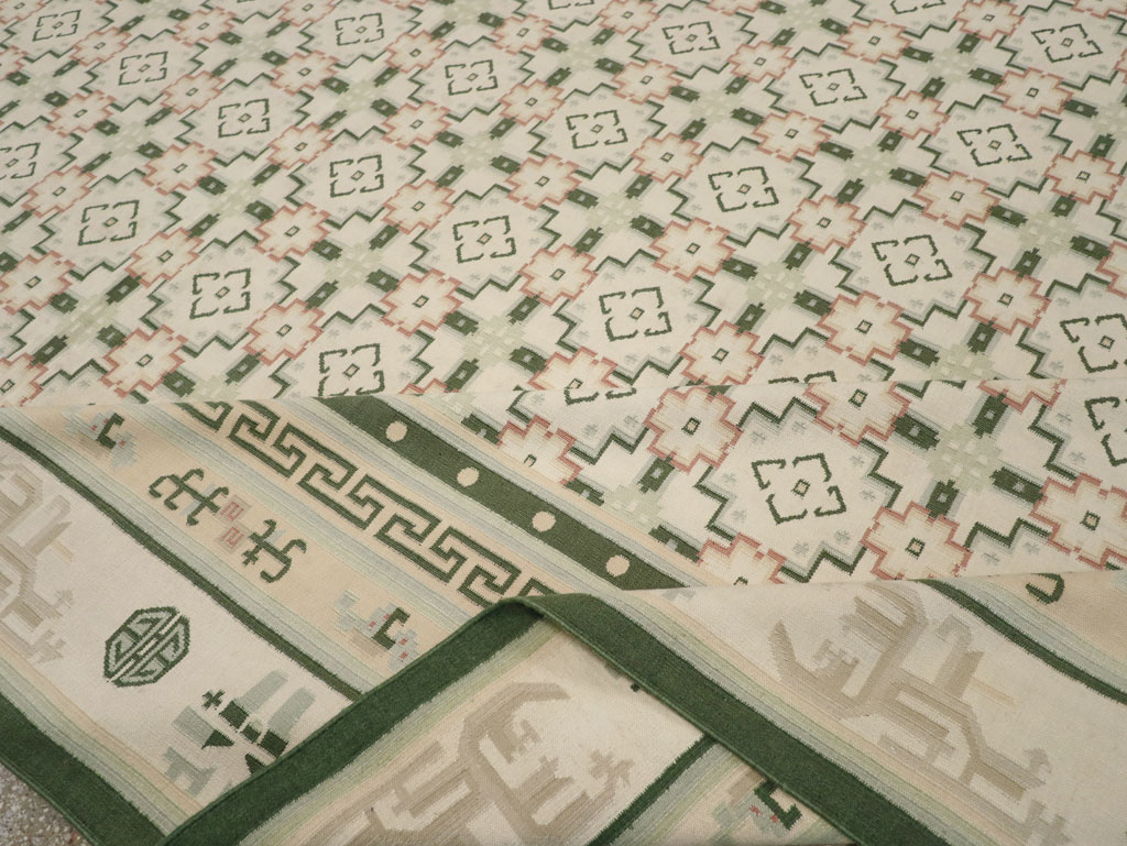 Large Vintage Indian Dhurrie Flatweave Carpet, No.29705 - Gss