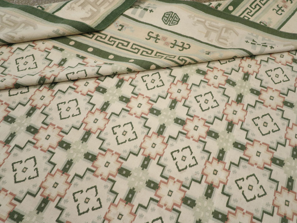 Large Vintage Indian Dhurrie Flatweave Carpet, No.29705 - Gss