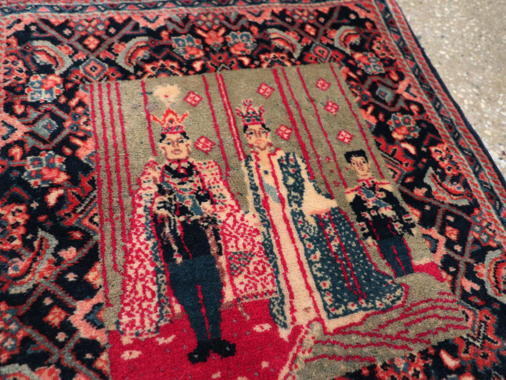 Antique Persian Sarouk Pictorial Rug, No.29734 - Gss