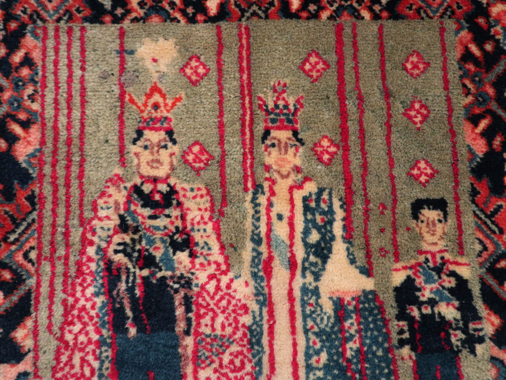 Antique Persian Sarouk Pictorial Rug, No.29734 - Gss