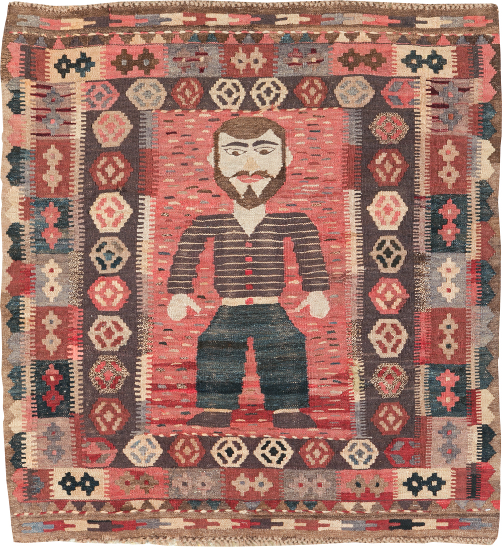 Vintage Turkish Pictorial Flatweave Kilim, No.29735 - Gss