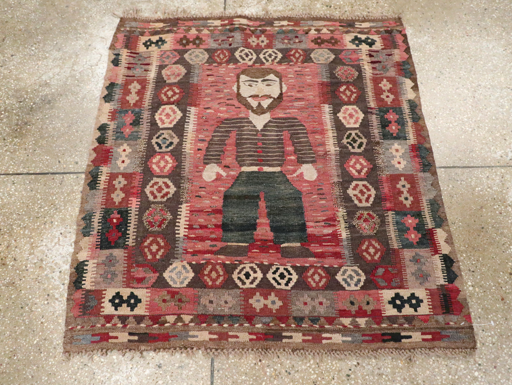 Vintage Turkish Pictorial Flatweave Kilim, No.29735 - Gss