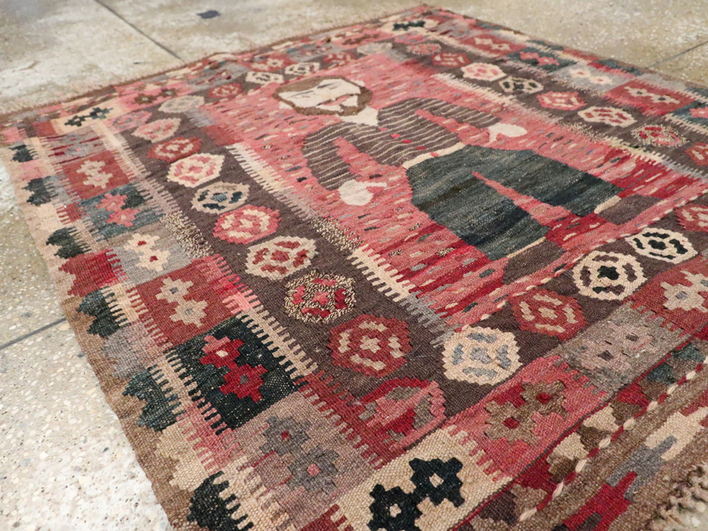 Vintage Turkish Pictorial Flatweave Kilim, No.29735 - Gss