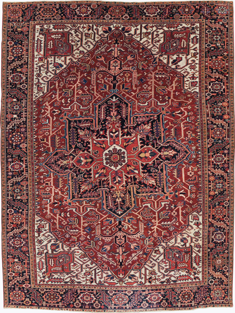 Vintage Persian Heriz Room Size Carpet, No.29742 - Gss