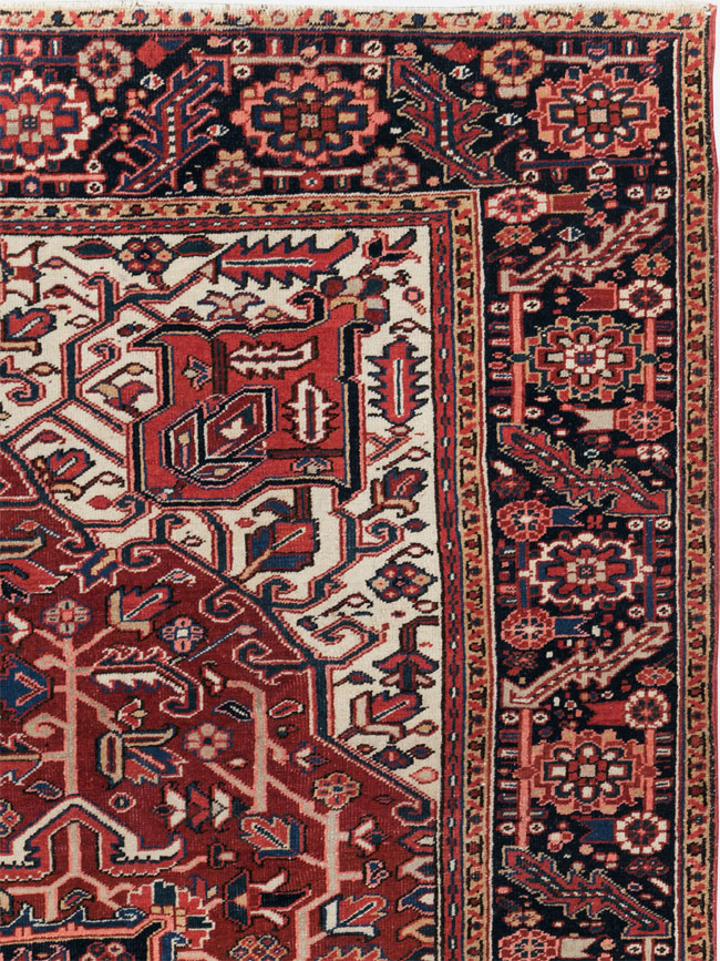 Vintage Persian Heriz Room Size Carpet, No.29742 - Gss