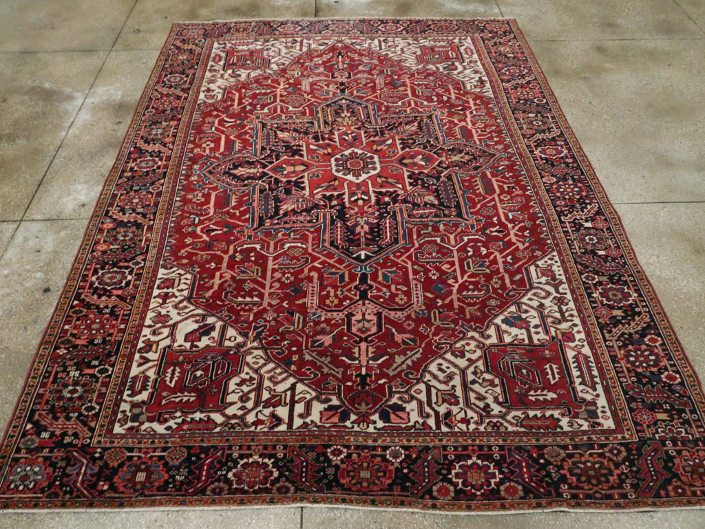 Vintage Persian Heriz Room Size Carpet, No.29742 - Gss