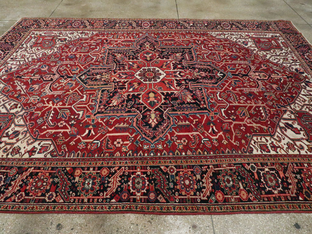 Vintage Persian Heriz Room Size Carpet, No.29742 - Gss