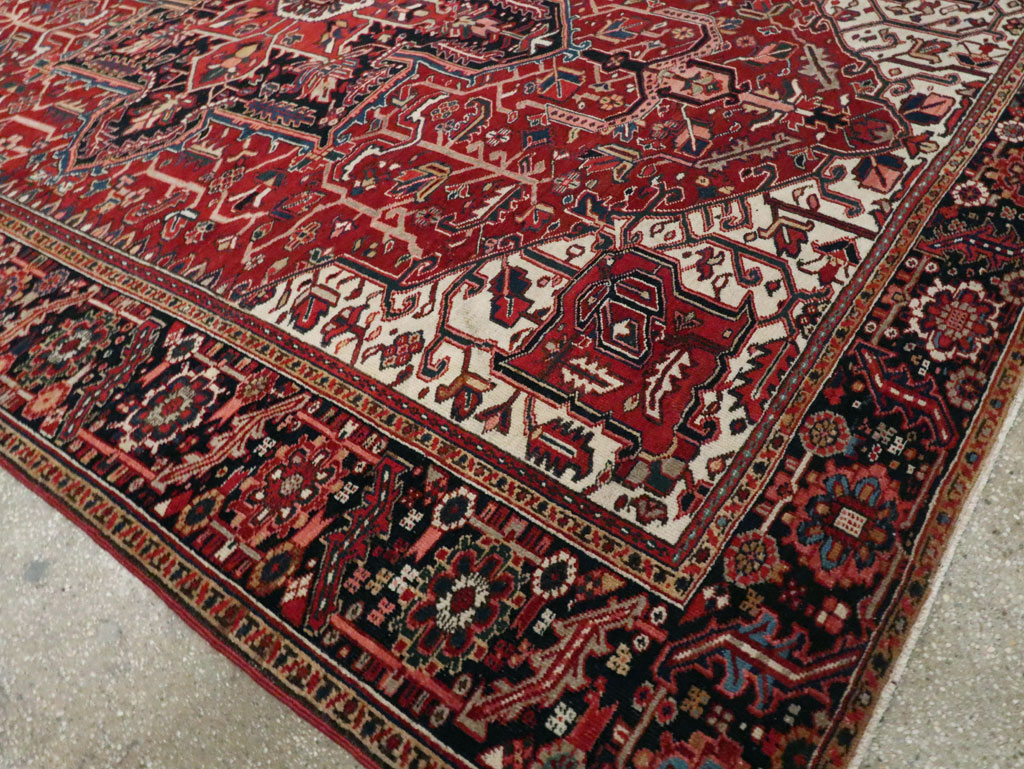 Vintage Persian Heriz Room Size Carpet, No.29742 - Gss