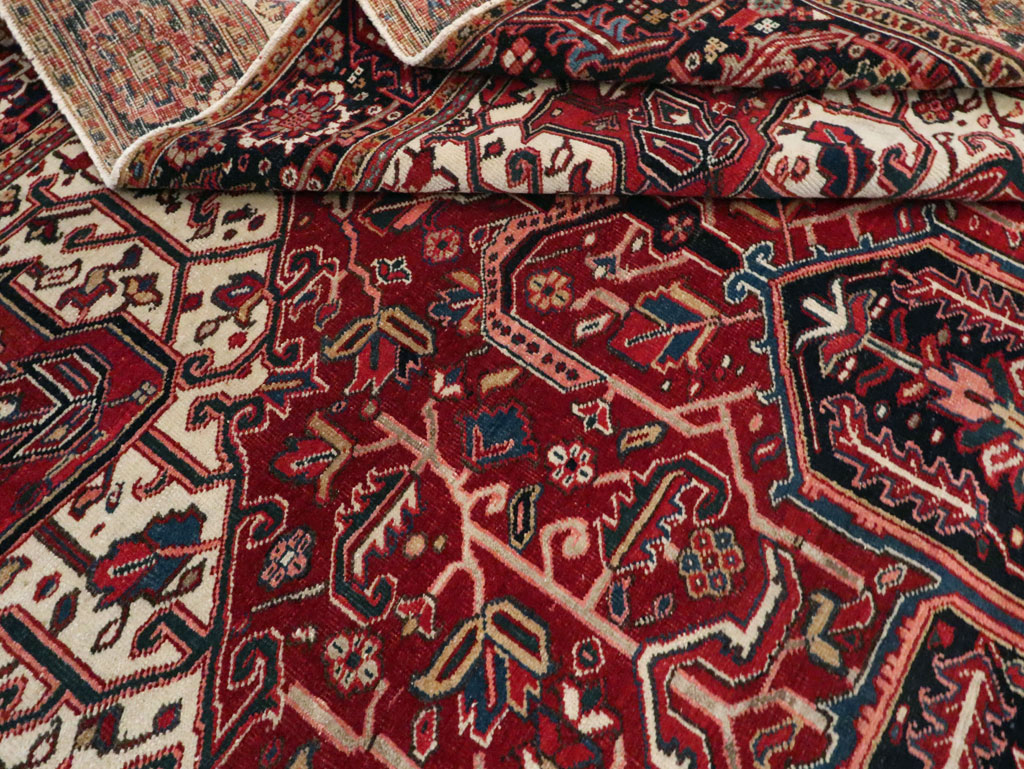 Vintage Persian Heriz Room Size Carpet, No.29742 - Gss