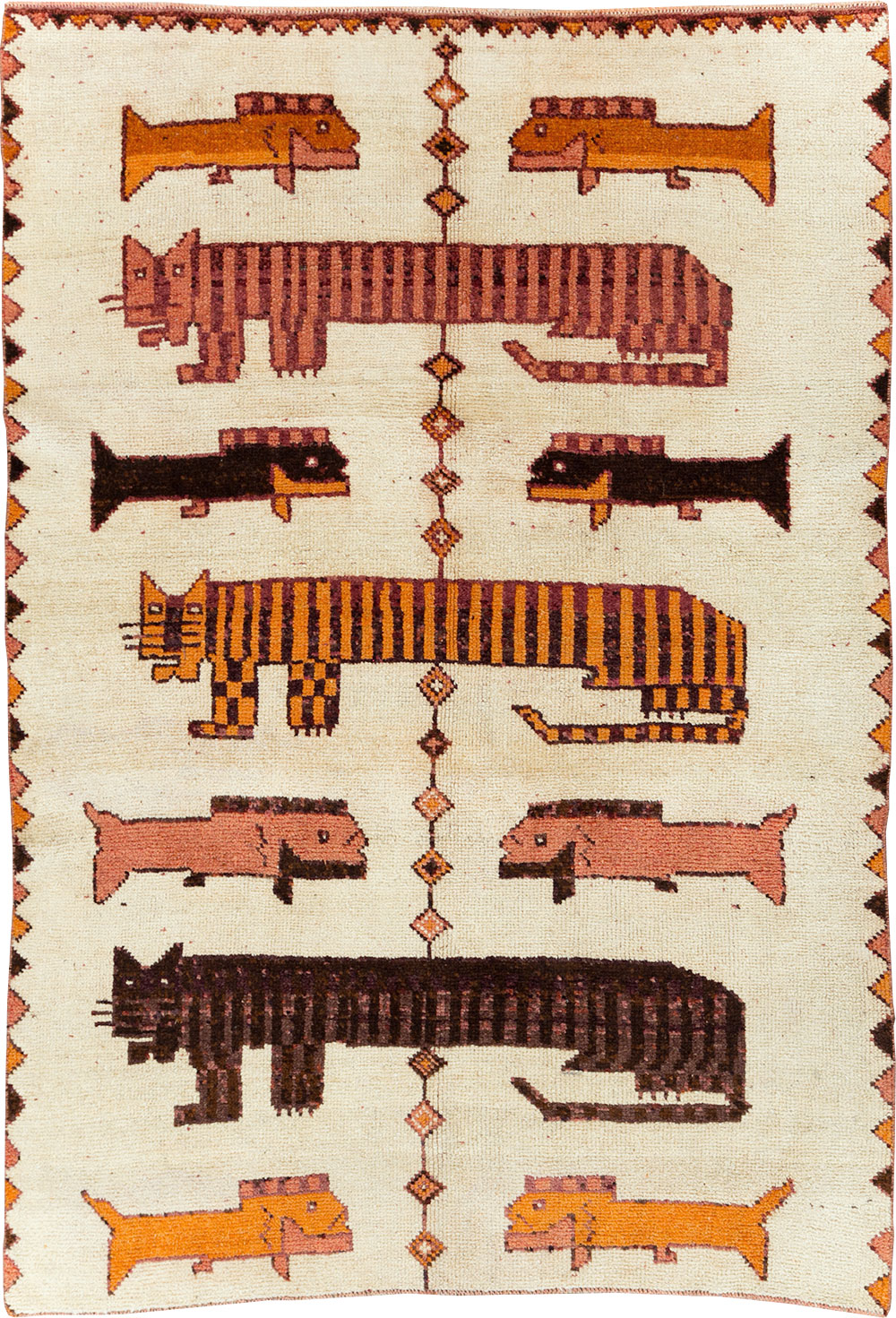 Vintage Persian Bakhtiari Pictorial Accent Rug (Pair: 1 of 2), No.29752 - Gss