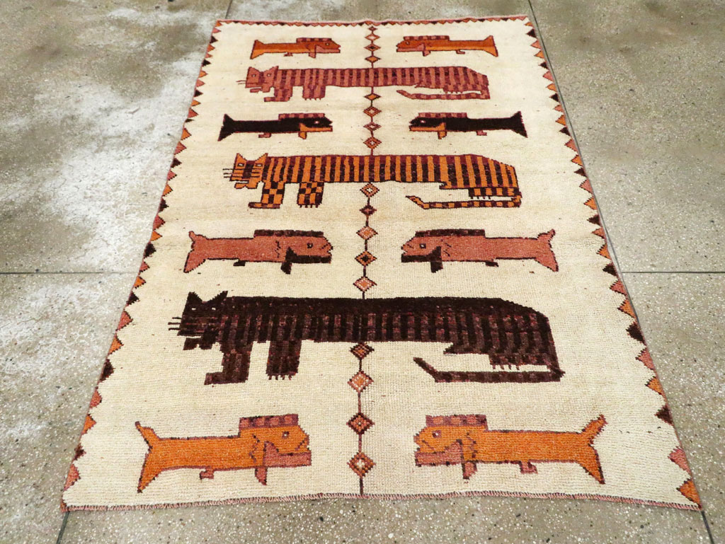 Vintage Persian Bakhtiari Pictorial Accent Rug (Pair: 1 of 2), No.29752 - Gss