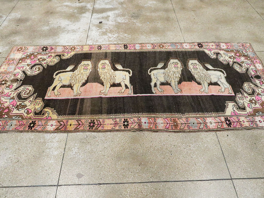 Vintage Pictorial Karabagh Rug, No.29756 - Gss