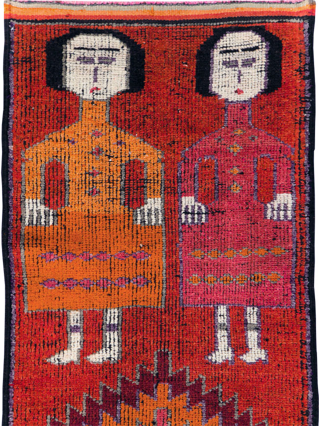 Vintage Turkish Anatolian Pictorial Runner, No.29757 - Gss