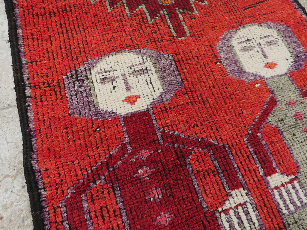 Vintage Turkish Anatolian Pictorial Runner, No.29757 - Gss