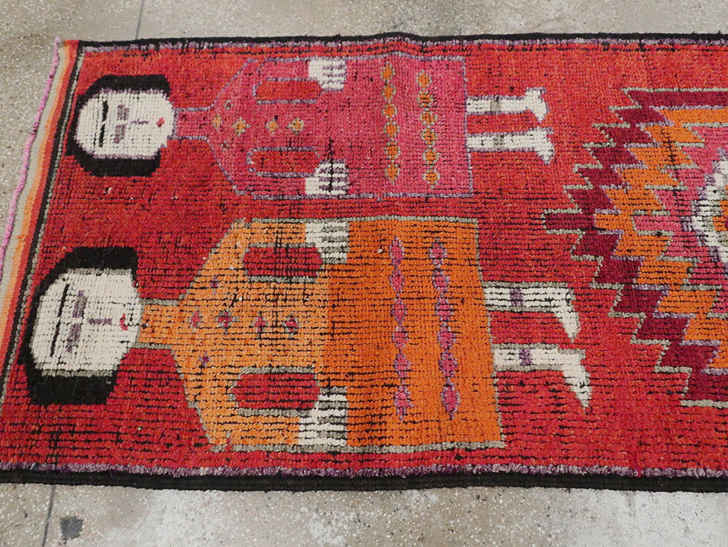 Vintage Turkish Anatolian Pictorial Runner, No.29757 - Gss