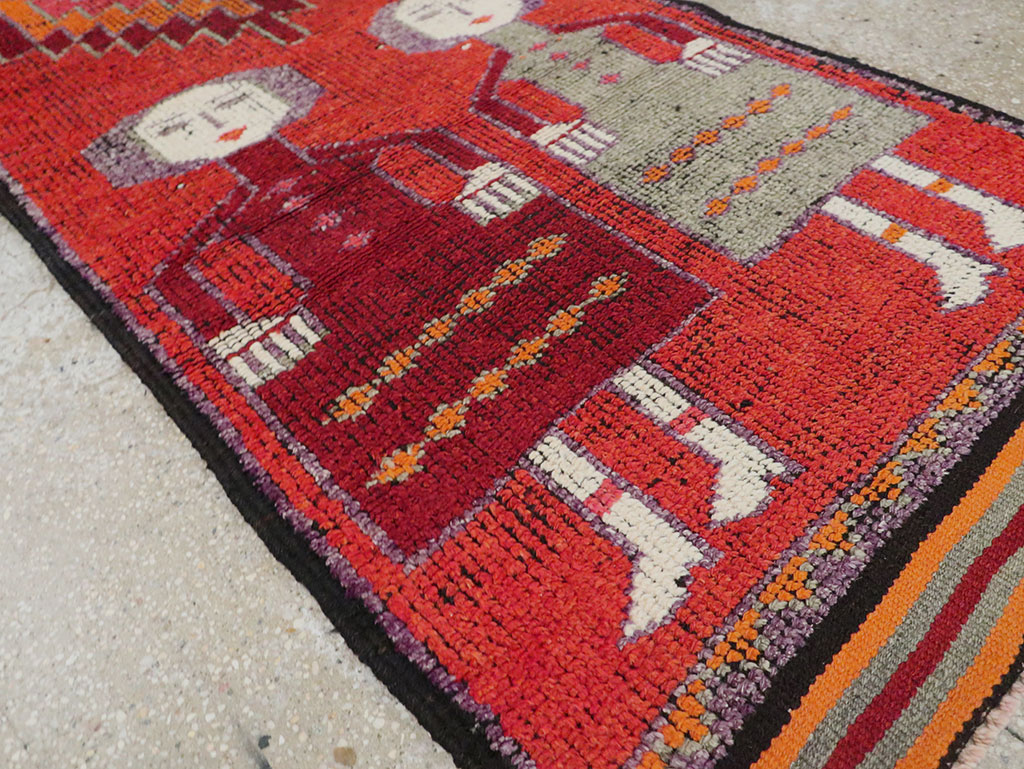 Vintage Turkish Anatolian Pictorial Runner, No.29757 - Gss