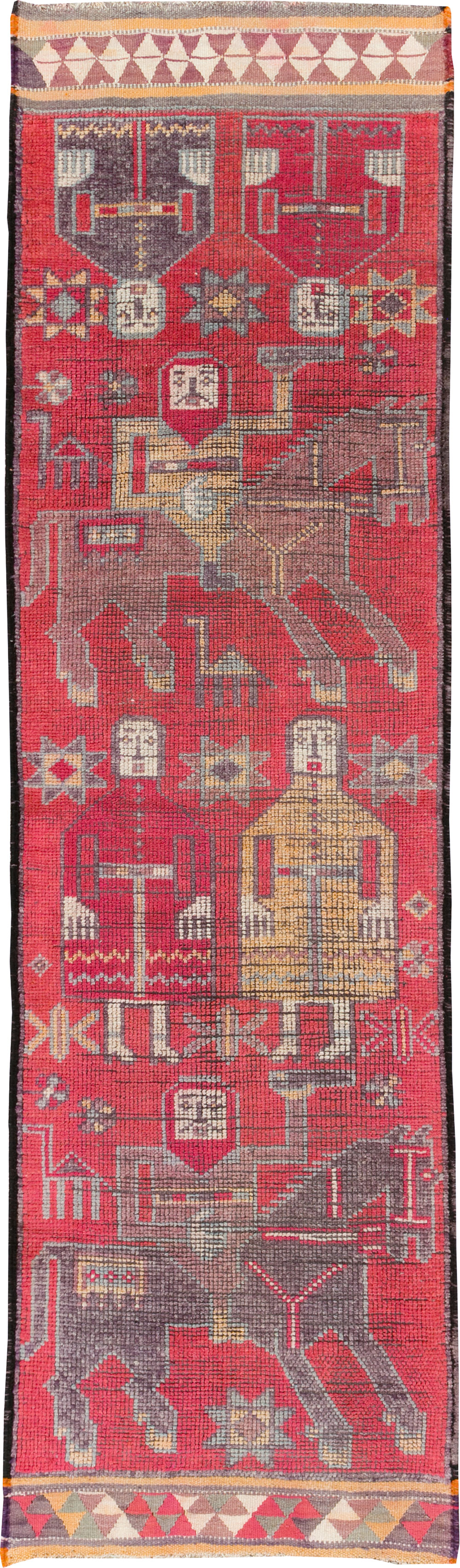 Vintage Turkish Anatolian Pictorial Runner, No.29758 - Gss