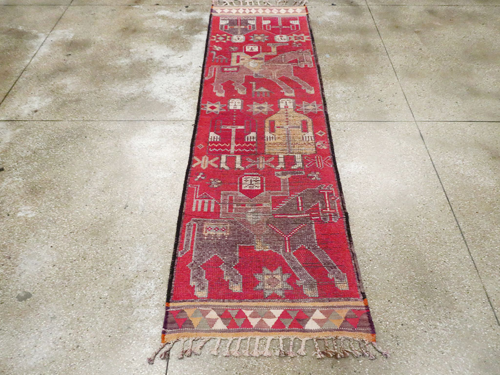 Vintage Turkish Anatolian Pictorial Runner, No.29758 - Gss