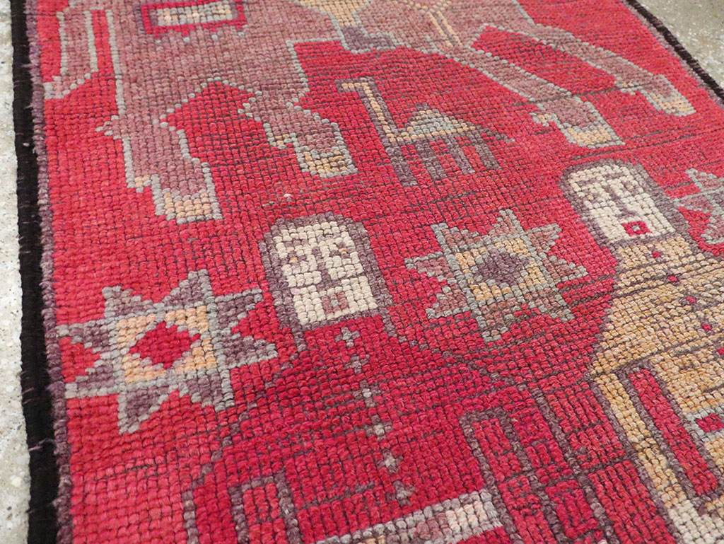 Vintage Turkish Anatolian Pictorial Runner, No.29758 - Gss