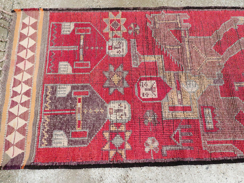 Vintage Turkish Anatolian Pictorial Runner, No.29758 - Gss