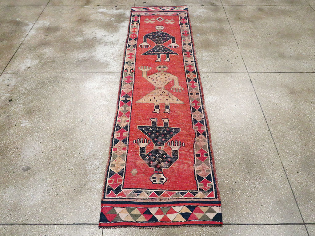 Vintage Turkish Anatolian Pictorial Runner, No.29759 - Gss