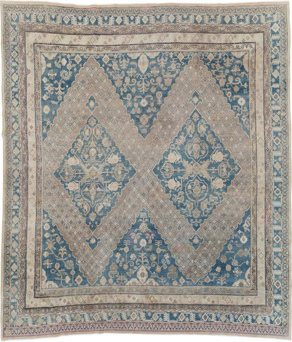Antique East Turkestan Khotan Square Room Size Carpet, No.29762 - Gss
