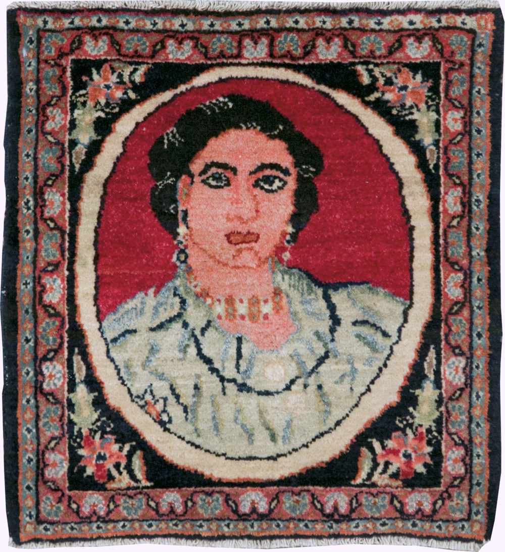 Vintage Persian Tabriz Pictorial Throw Rug, No.29766 - Gss