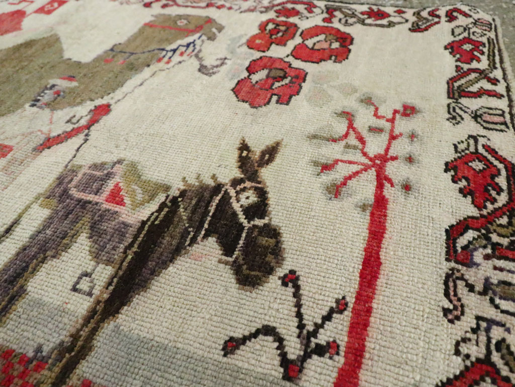 Vintage Turkish Anatolian Pictorial Throw Rug, No.29767 - Gss