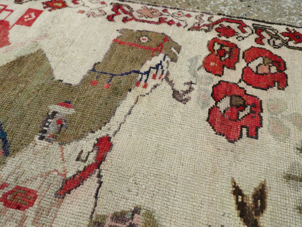 Vintage Turkish Anatolian Pictorial Throw Rug, No.29767 - Gss