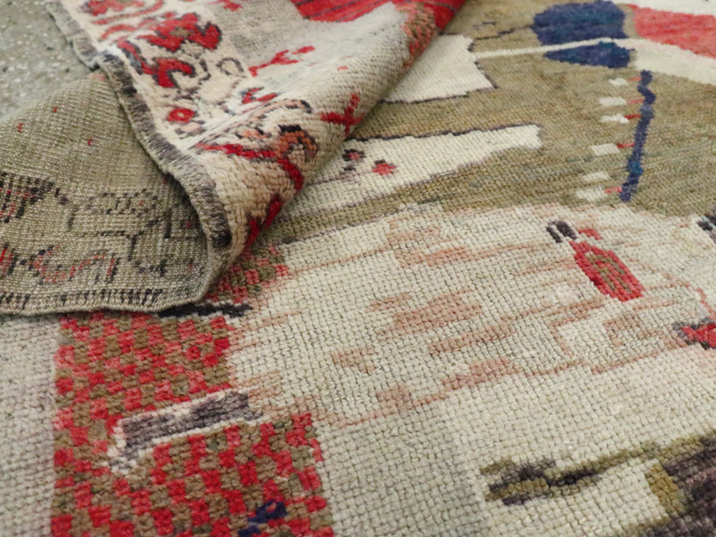 Vintage Turkish Anatolian Pictorial Throw Rug, No.29767 - Gss