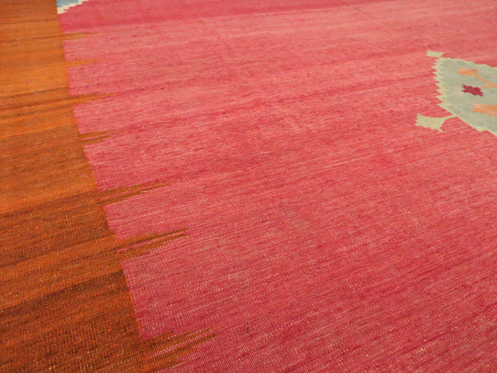 Antique Indian Flatweave Dhurrie Room Size Carpet, No.29772 - Gss