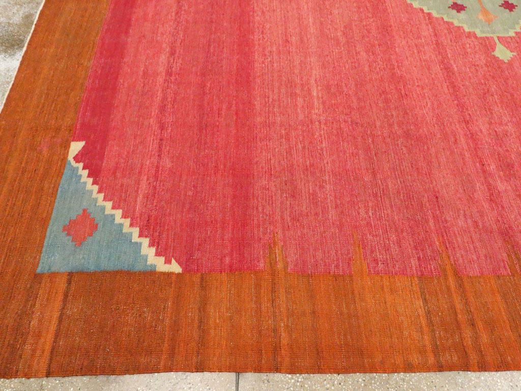 Antique Indian Flatweave Dhurrie Room Size Carpet, No.29772 - Gss